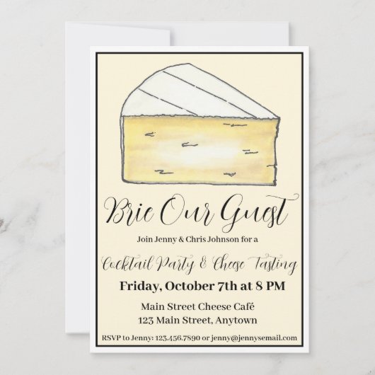 Brie (Be) Unser Gast Wine and Cheese Party Feinsch Einladung (Vorderseite)