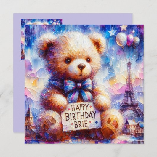 BRIE ~ Happy Birthday ~ Teddy Bear ~ (Vorne/Hinten)