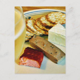 Brie Käse Lachs geräucherte Paste Krümel Champagne Postkarte