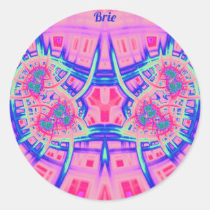 BRIE ~ Pink Blue and Green BRIGHT FUN! ~ Classic Runder Aufkleber