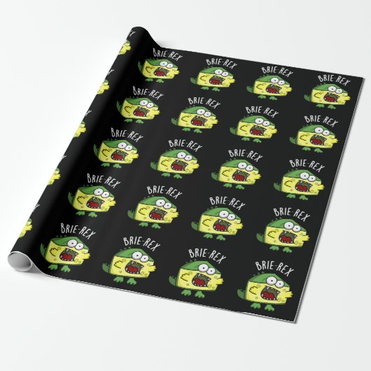 Brie-rex Funny Cheese TRex Pun Dark BG Geschenkpapier (Ungerollt)