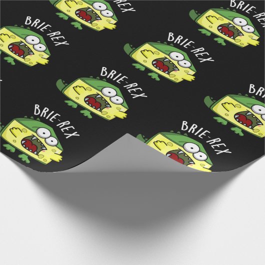 Brie-rex Funny Cheese TRex Pun Dark BG Geschenkpapier (Ecke)