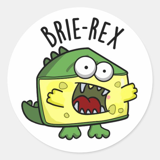 Brie-rex Funny Cheese TRex Pun Runder Aufkleber (Vorderseite)