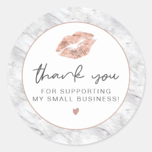 BRIE Rose Gold Lips and Marble Business Vielen Dan Runder Aufkleber