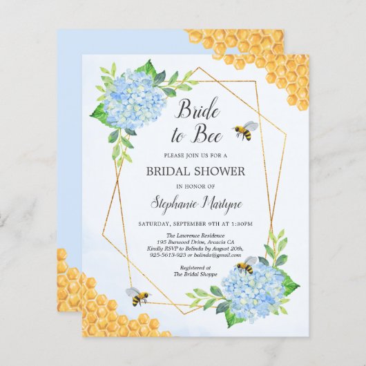 Brie to Bee Blue Hydrangea Brautparty laden (Vorne/Hinten)