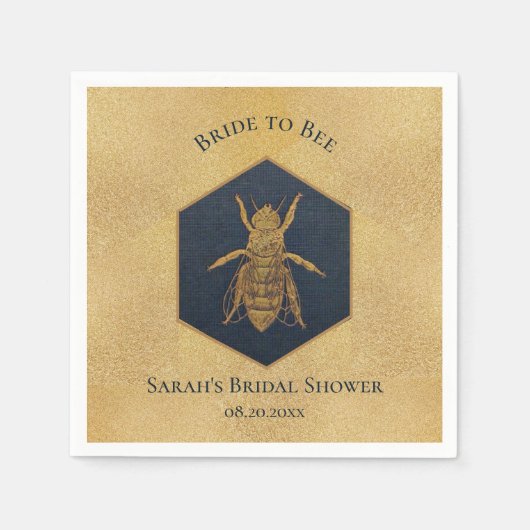 Brie to Bee Brautparty Honeybee Honeycomb Gold Serviette (Vorderseite)
