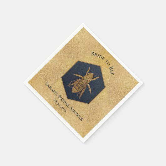 Brie to Bee Brautparty Honeybee Honeycomb Gold Serviette (Ecke)