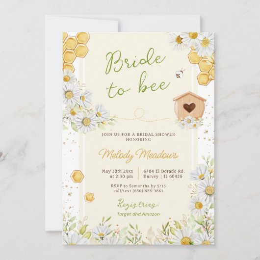 Brie to Bee Honey Bumblebee Gelbes Brautparty Einladung (Vorderseite)