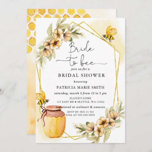 Brie to bee Honeybee Brautparty Einladung (Vorne/Hinten)