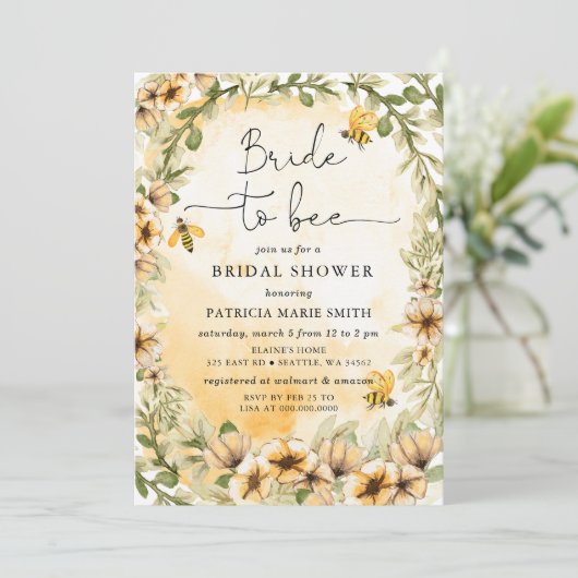 Brie to bee Honeybee Brautparty Einladung (Stehend Vorderseite)