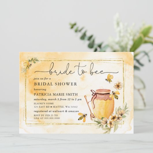 Brie to bee Honeybee Brautparty Einladung (Stehend Vorderseite)