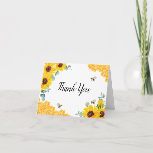Brie to bee Honeycomb Sonnenblumen Brautparty Dankeskarte (Vorderseite)
