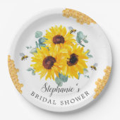 Brie to bee Honeycomb Sonnenblumen Brautparty Pappteller (Vorderseite)