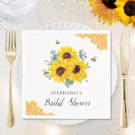Brie to bee Honeycomb Sonnenblumen Brautparty Serviette<br><div class="desc">Diese Brautparty-Servietten sind in einem floralen Aquarell-Design mit Sonnenblumen, Eukalyptus-Blätter, Honigbienen und Honigwaben. Sie können diese Servietten mit dem Namen der Braut personalisieren. Diese Servietten sind Teil einer Kollektion, die passende Brautparty-Produkte enthält. Besuchen Sie unseren Shop oder schauen Sie sich unsere Kollektionsseiten an, um die komplette Produktpalette zu sehen, die...</div>