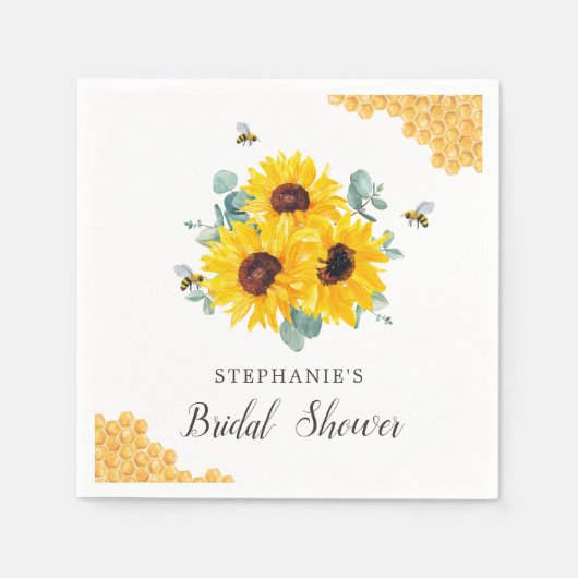 Brie to bee Honeycomb Sonnenblumen Brautparty Serviette (Vorderseite)