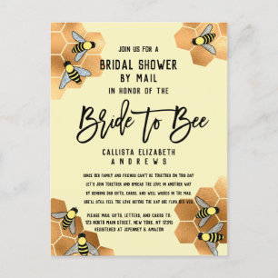Brie to Bee Quote Gold Honeycomb Brautparty Einladungspostkarte