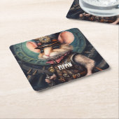 Brie Top Hat Steampunk Rechteckiger Pappuntersetzer (angewinkelt)