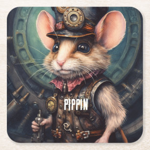 Brie Top Hat Steampunk Rechteckiger Pappuntersetzer