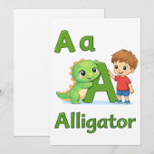Brief A Alphabet Postkarte – A steht für Alligator (Vorne/Hinten)