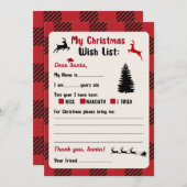Brief an den Karierten Weihnachtswunsch Einladung (Vorne/Hinten)