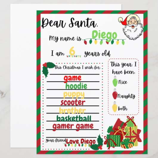 Brief an den Weihnachtsmann (Vorne/Hinten)