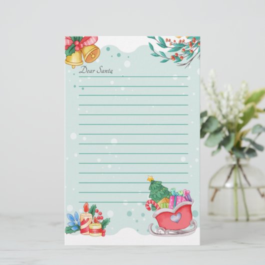 Brief an den Weihnachtsmann Briefpapier (Stehend Vorderseite)