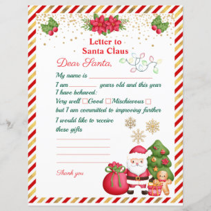 Brief an den Weihnachtsmann Weihnachtswunschliste