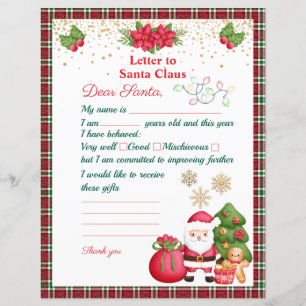 Brief an den Weihnachtsmann Weihnachtswunschliste