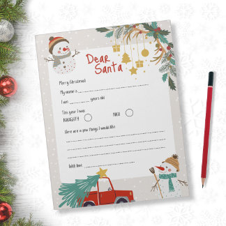 Brief an den Weihnachtsmann - Winter Schneemann Notizblock