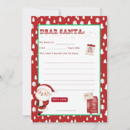 Brief an den Weihnachtsmann Wunschliste Peek a Boo Einladung