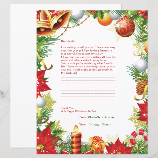 Brief an die Weihnachtsgeschosse (Vorne/Hinten)