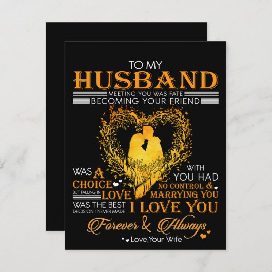 Brief an mein Ehemann, Liebe Husband Geschenk Dankeskarte (Vorne/Hinten)