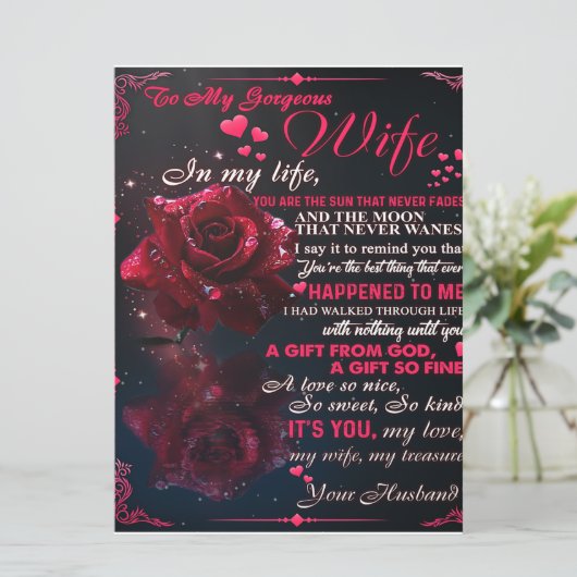 Brief an meine Ehefrau Geschenk, ein paar Lieben H Menükarte (Stehend Vorderseite)