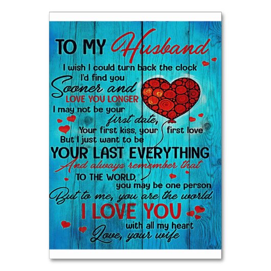 Brief an meinen Mann | Lieblich zu meinem Geschenk Tischnummer (Vorderseite)