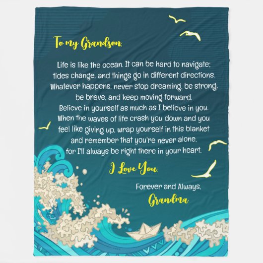 Brief an meinen Sohn oder Großmutter im Nautischen Fleecedecke (Vorderseite)