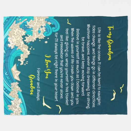 Brief an meinen Sohn oder Großmutter im Nautischen Fleecedecke (Vorderseite (Horizontal))