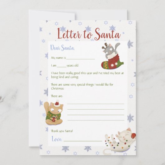 Brief an Weihnachtskätzchen - Vorlage (Vorderseite)