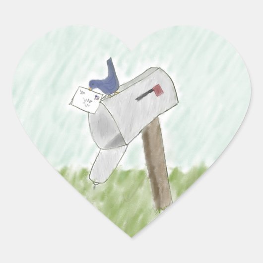 Brief aus einem Bluebird-Stickers Herz-Aufkleber (Vorderseite)