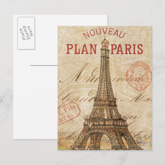Brief aus Paris Postkarte (Vorne/Hinten)