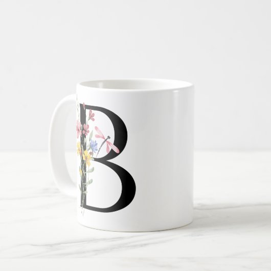 Brief B mit Blumen Kaffeetasse (Vorderseite Links)