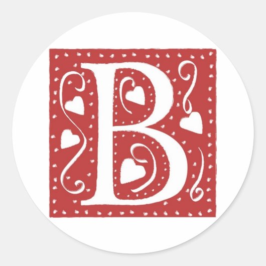 Brief B mit dem Herzen Runder Aufkleber (Vorderseite)