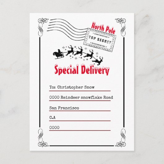 Brief der Kinder von Santa North Pole Postkarte (Vorderseite)