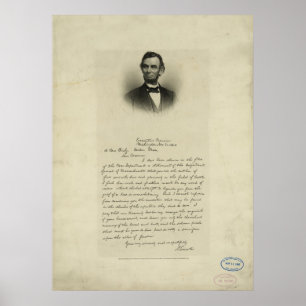 Brief des Bürgerkriegs von Abraham Lincoln an Mrs Poster