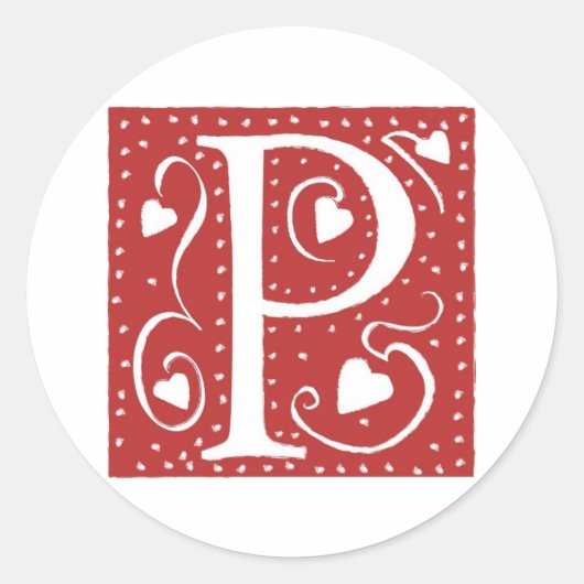 Brief des Hochzeitsherzes P Runder Aufkleber (Vorderseite)
