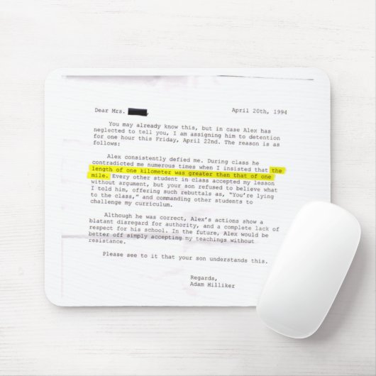 Brief des Lehrers - "Akzeptiere meine Lehren!" Mousepad (Mit Mouse)