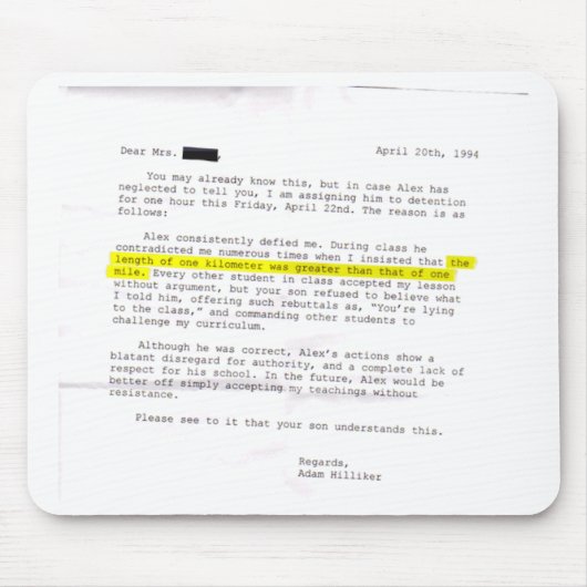Brief des Lehrers - "Akzeptiere meine Lehren!" Mousepad (Vorne)