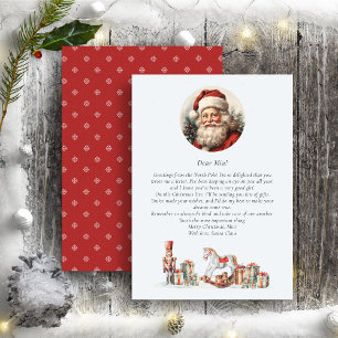Brief des Weihnachtsmannes an das Niedliche Rote G Feiertagskarte