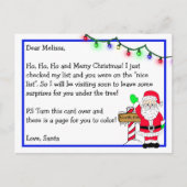 Brief des Weihnachtsmanns für Kinder + Farbseite a Postkarte (Vorderseite)