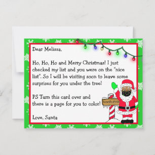 Brief des Weihnachtsmanns für Kinder + Farbseite a Postkarte