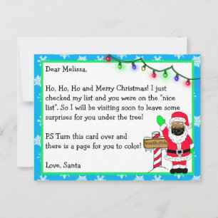 Brief des Weihnachtsmanns für Kinder + Farbseite a Postkarte